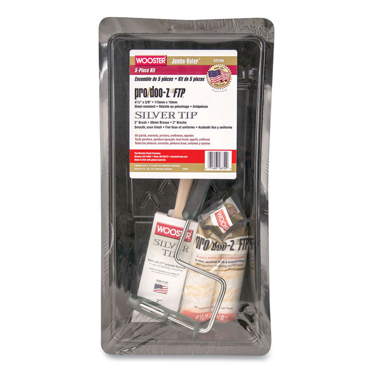 Wooster Jumbo-Koter Professional Painter's Kit, Five-Piece 4.5" Mini-Roller Set (WBC0RR3960044) Each Wooster® Paint & Paint Supplies