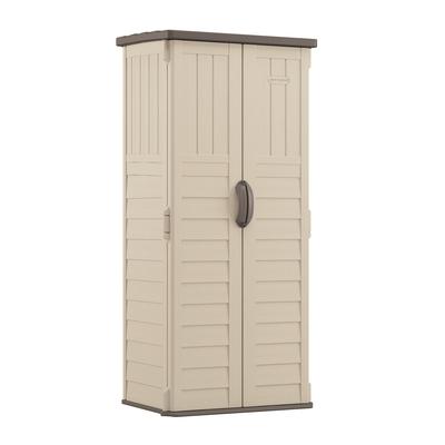 Suncast Commercial Vertical Storage Shed, 22 cu ft, 2 ft 8.25" x 2 ft 1.5" x 6 ft, Vanilla/Stoney (SUABMS1250) Each Suncast Commercial® Storage Buildi