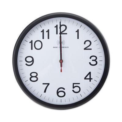 Universal Deluxe 13 1/2" Indoor/Outdoor Atomic Clock, 13.5" Overall Diameter, Black Case, 1 AA (sold separately) (UNV10417) Each Universal® Clocks