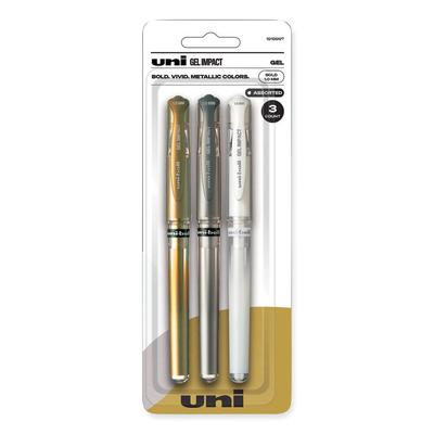 uniball Impact Bold Gel Pen, Stick, Bold 1 mm, Assorted Marvelous Metallics Ink and Barrel Colors, 3/Pack (UBC1919997) Set of 3 uniball® Pens