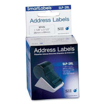 Seiko SLP-2RL Self-Adhesive Address Labels, 1.12" x 3.5", White, 130 Labels/Roll, 2 Rolls/Box (SKPSLP2RL) 2 Rolls Label Maker Supplies
