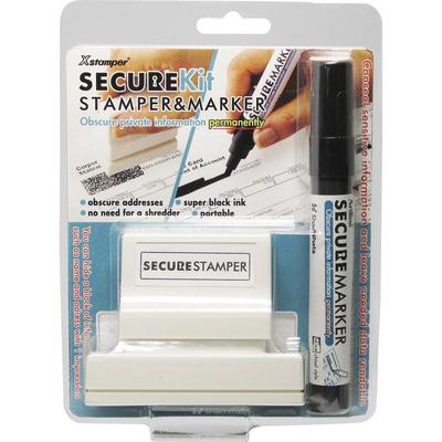 Xstamper Secure Stamp S18 w/Marker, 1" x 2 13/16", Black (XST35303) Each Shachihata Inc. U.S.A. Address & Office Stamps