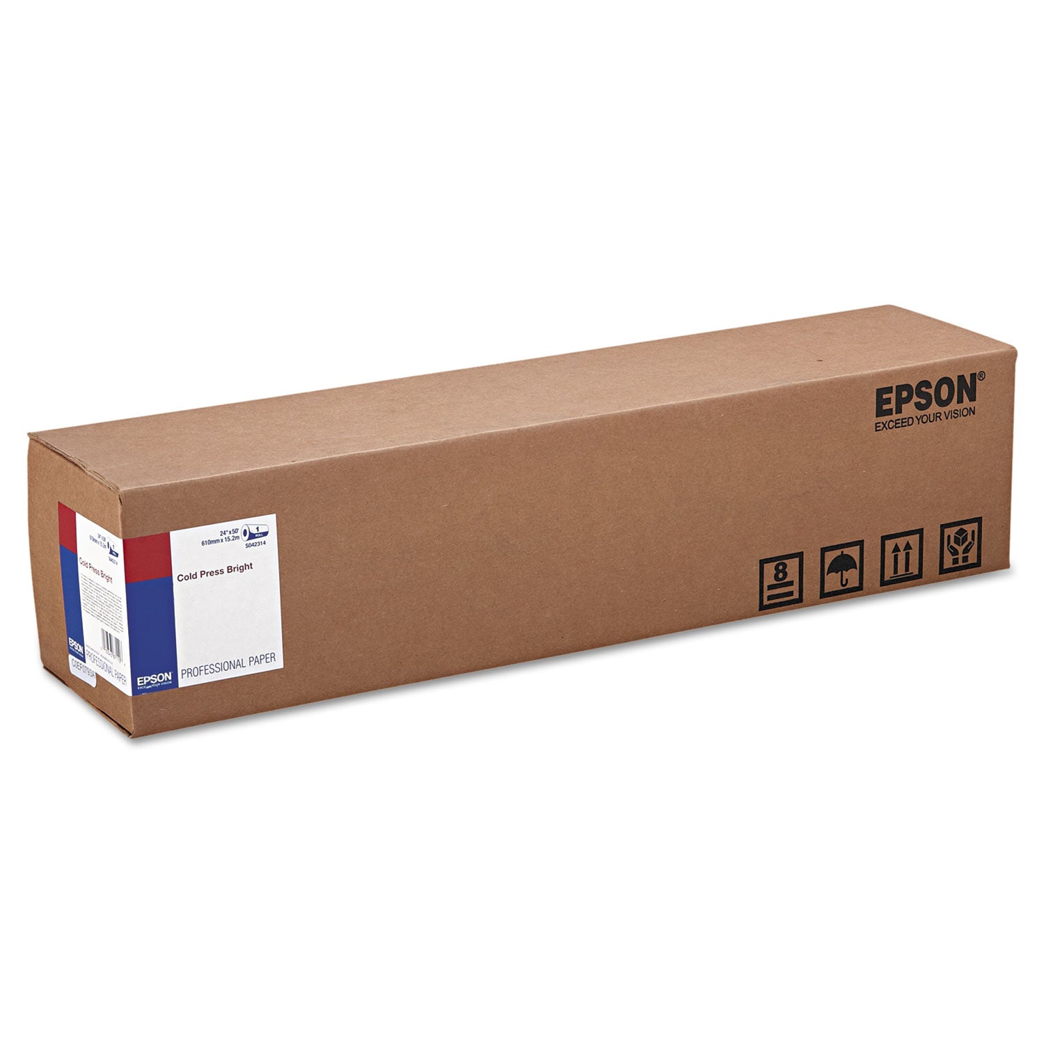 Epson Cold Press Bright Fine Art Paper Roll, 19 mil, 24" x 50 ft, Textured Matte White (EPSS042314) Each Epson® Photo Paper