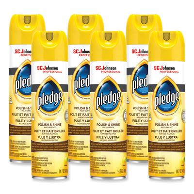 Pledge Furniture Polish, Lemon, 14.2 oz Aerosol Spray, 6/Carton (SJN301168) Case of 6 Pledge® Furniture Cleaners