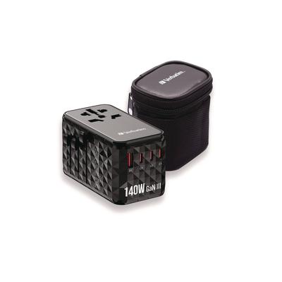 Verbatim UTA-10 GaN III Universal Travel Adapter, (3) USB-A/(3) USB-C (VER32125) Each Verbatim® Adapters/Chargers