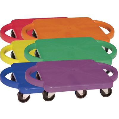 Champion Sports Plastic Scooter Set with Nylon Swivel Casters, 12 x 12, Assorted Colors, 6/Set (CSIPGHSET) Set of 6 Kick Scooter
