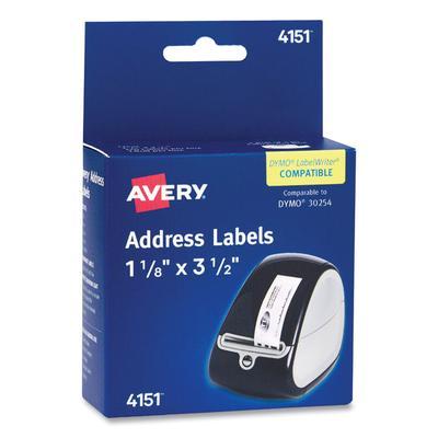 Avery Thermal Printer Labels, Thermal Printers, 1.13 x 3.5, Clear, 120/Roll, 1 Roll/Pack (AVE04151) Roll of 120 Avery® Address Labels