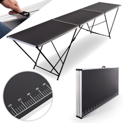 Tapeziertisch, klappbar, 1-teilig, Alu, 300 x 60 x 77 cm, Zentimeter-Skala bis 290 cm, multifunktionaler, klappbar, bis 30 kg belastbar, Raburg Stan Image