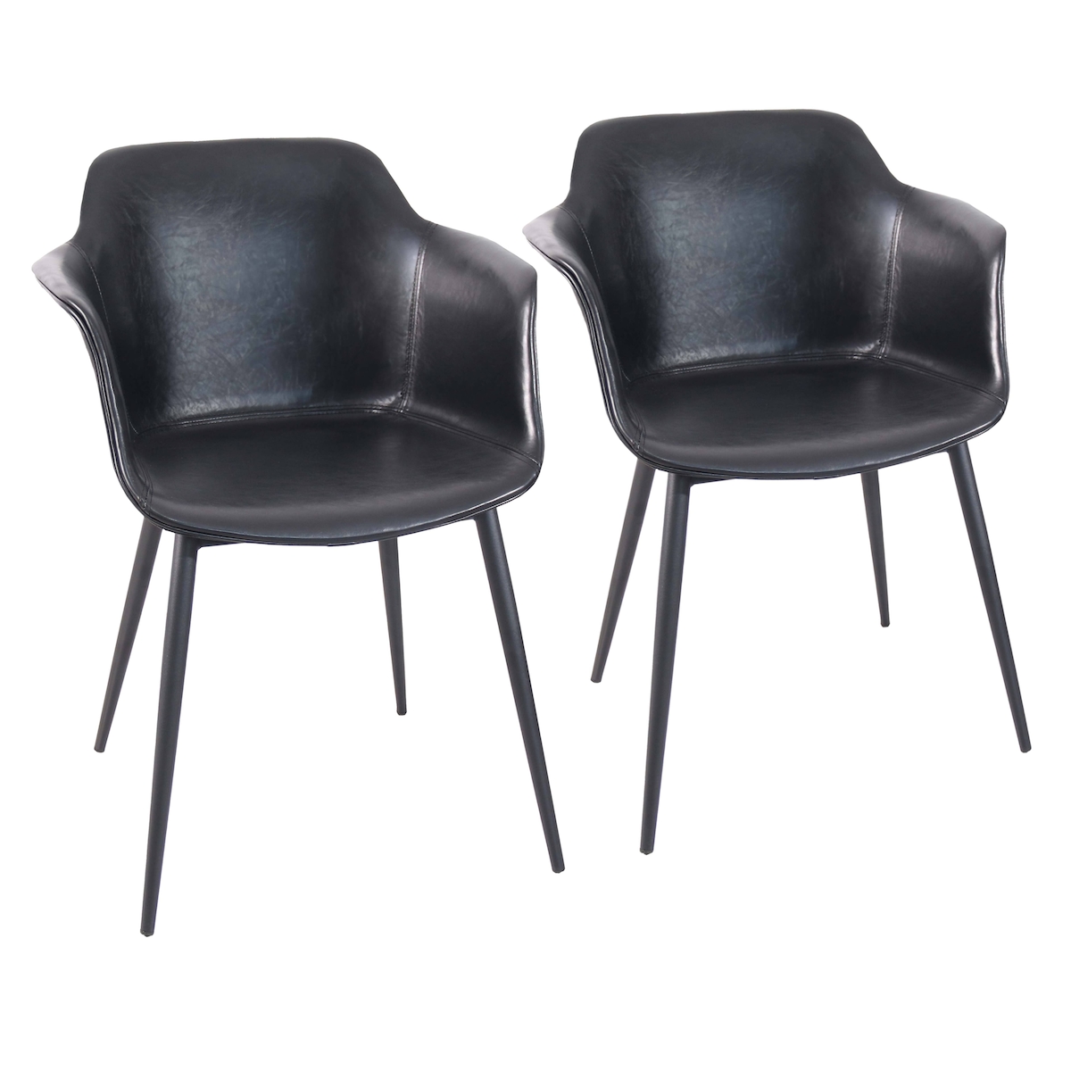 Oviala Business 2er-Set Industriesessel aus Stahl und schwarzem Textil - Oviala Image