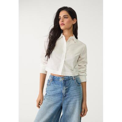 Stradivarius Poplin shirt with rhinestones White XS