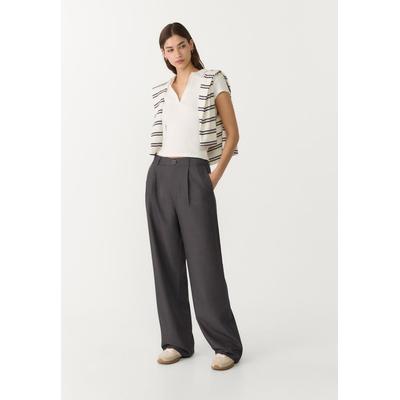 Stradivarius Smart straight-leg trousers Grey melange 4