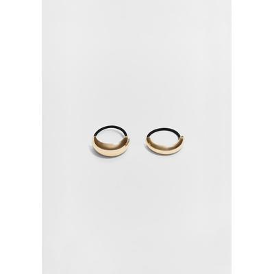 Stradivarius Set of 2 contrast metal scrunchies Gold OS