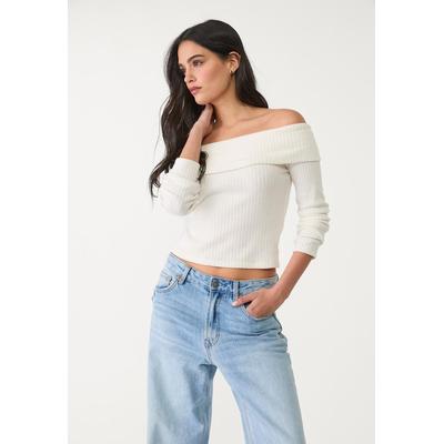Stradivarius Off-the-shoulder T-shirt Ecru XL