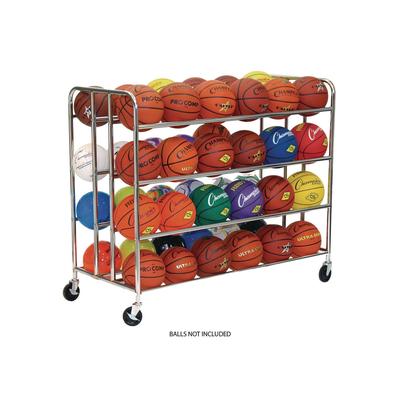 Champion Sports 48 Ball Double Wide Ball Cart, Metal, 176 lb Capacity, 24 x 55.5 x 46.5, Chrome (CSIBRC48)