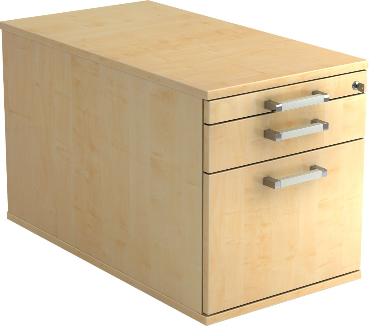 Hammerbacher Rollcontainer 80cm 1 Schub 1 Hängeregistratur Schloss Chromgriff Ahorn Image