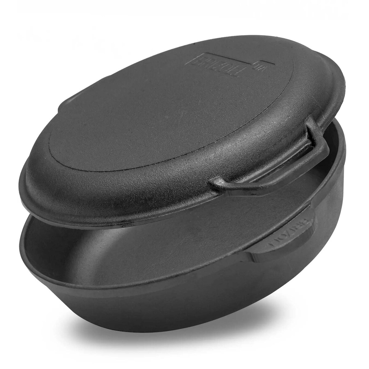 BRIZOLL Ø24cm Gusseisenpfanne mit Deckel-Bratpfanne aus Gusseisen Bräter Schmortopf aus Gusseisen zwei Griffe Servierpfanne Image