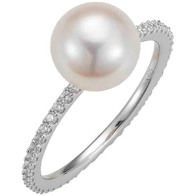 Perlenring ADRIANA "Schmuck Geschenk Silber 925 Fingerring Ring Genua, G1-90, G1-94" Gr. 52, weiß (silberfarben, kristallweiß, weiß, kristallweiß), Fingerringe, Damen, 52, Silber 925 (Sterlingsilber)-Perlen, 1mm, Silber 925 (Sterlingsilber), Perlen,... Image