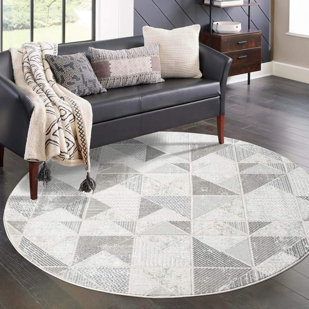 Teppich CARPET CITY "ANTIK231", grau, H:10mm Ø:160cm, Polyester, Teppiche, Kurzflor, 3D-Optik, Klassisch-Modern für Wohnzimmer, Schlafzimmer Image