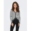 Strickjacke ONLY "ONLMEDDI LS V-NECK CARDIGAN CC KNT", Damen, Gr. L (40), schwarz-weiß (cloud dancer stripes:schwarz), Strick, Obermaterial: 70% Viskose, 30% Nylon, gestreift, modisch, regular fit normal, V-Ausschnitt, Langarm, Strickjacken