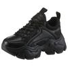 Sneaker BUFFALO "BINARY", Damen, Gr. 40, schwarz, Textil, Lederimitat, sportlich, Schuhe, in monochromer Optik, Freizeitschuh, Halbschuh, Schnürschuh