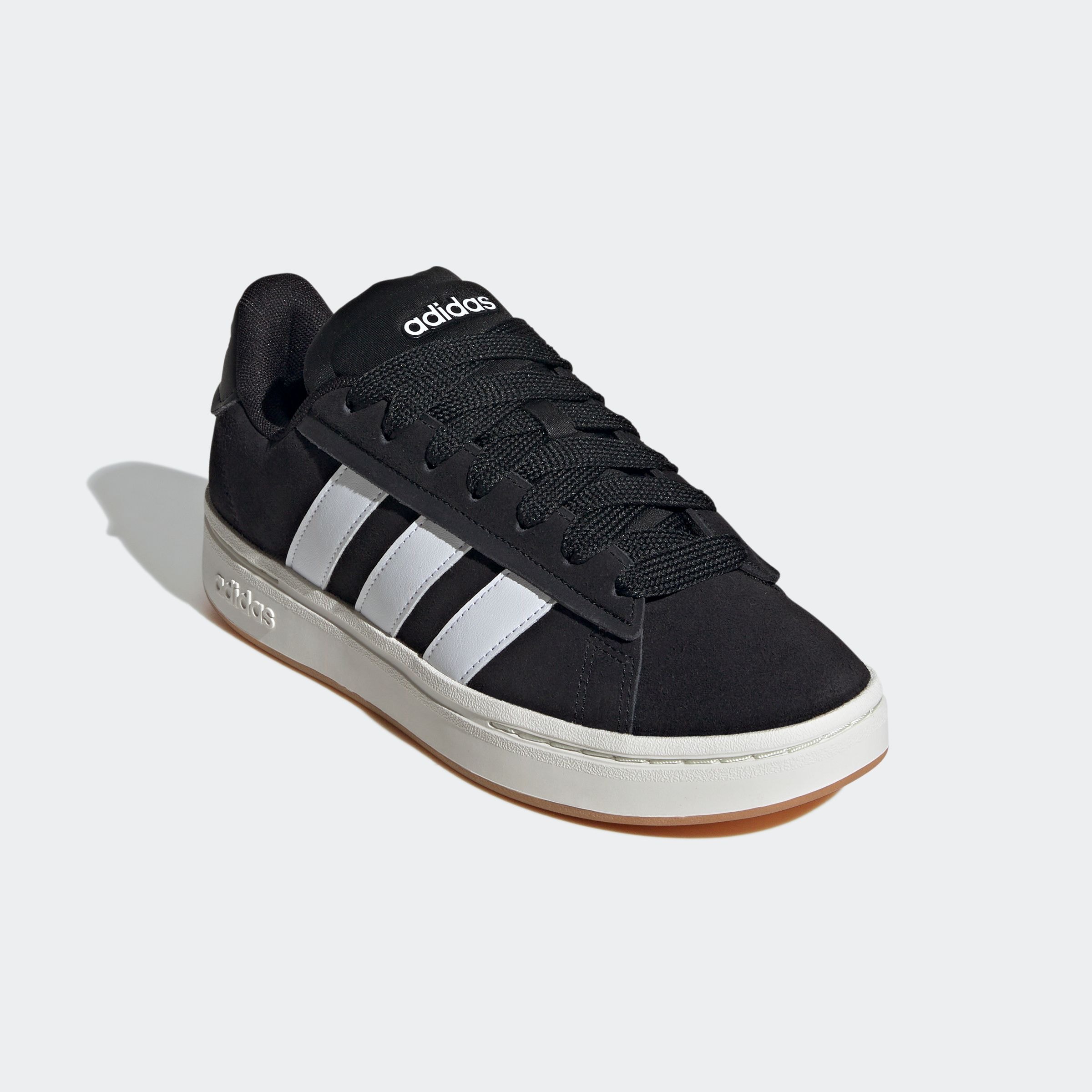 Sneaker ADIDAS SPORTSWEAR "GRAND COURT ALPHA", Damen, Gr. 42, schwarz-weiß (core schwarz, cloud weiß, sanftes weiß), Leder, Textil, Schuhe Sneaker, Design inspiriert vom adidas Campus 00
