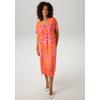 Sommerkleid ANISTON CASUAL, Damen, Gr. 48, N-Gr, bunt (rosa, rot, orange), Web, Obermaterial: 100% Viskose, bedruckt, geblümt, gemustert, modisch, figurumspielend kniebedeckend, V-Ausschnitt, Kurzarm, Kleider, mit extravagantem, grafischen Druck,...