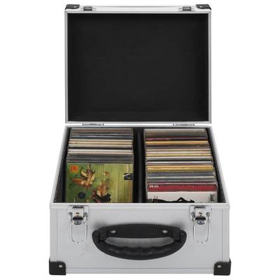 vidaXL CD Case Aluminum ABS Storage Organizer for 40/60/80 CDs Black/Silver