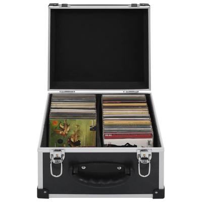 vidaXL CD Case Aluminum ABS Storage Organizer for 40/60/80 CDs Black/Silver