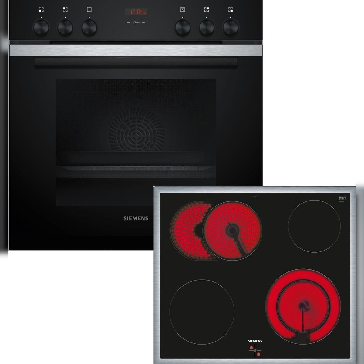 Siemens Einbau-Herd-Set, EA64RGNA1E + HE213ABS3 + HZ538000, Einbau-Herd, Elektro-Kochfeld, Clip-Auszug EQ211KC01B Image