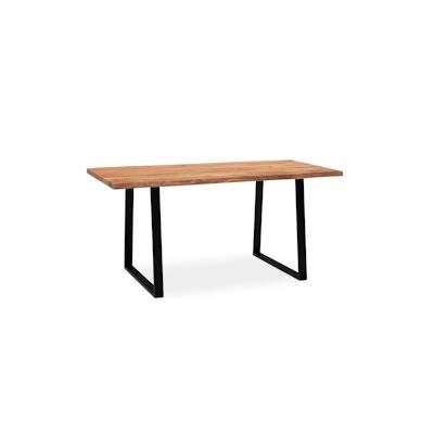 Bürotisch Massivholz Industrial | 140x80 cm Akazie Arbeitstisch | Goldbraun | Baumkante & Handgefertigt | Tarn Kollektion | Kadima Design Image