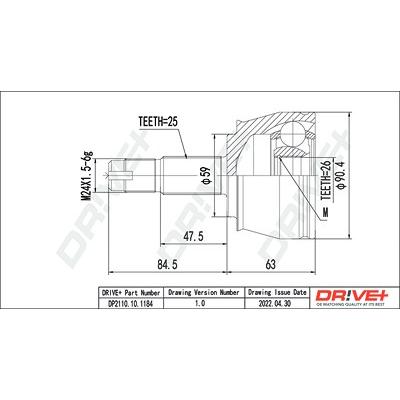 Dr!ve+ Gelenksatz, Antriebswelle [Hersteller-Nr. DP2110.10.1184] für Fiat Image