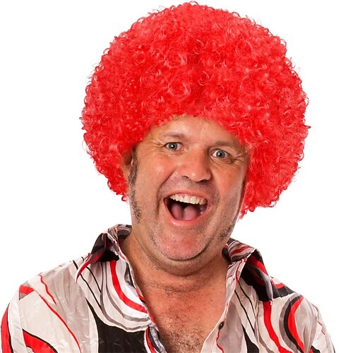 Karnevalsperücke 2026 Rosa Rot Schwarz Lockig Afro Kurz Synthetische Festivalperücke Karneval Parade Cosplay-Kostümfrisur für Herren Image
