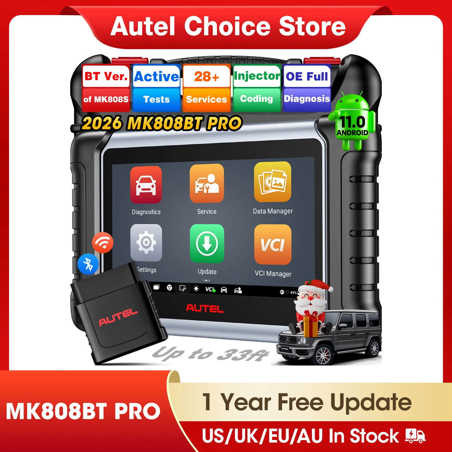 Autel MaxiCOM MK808BT PRO Strumenti diagnostici automobilistici per auto Bluetooth OBD2 Scanner Lettore di codici Strumento di diagnosi PK MK808KBT MK808S