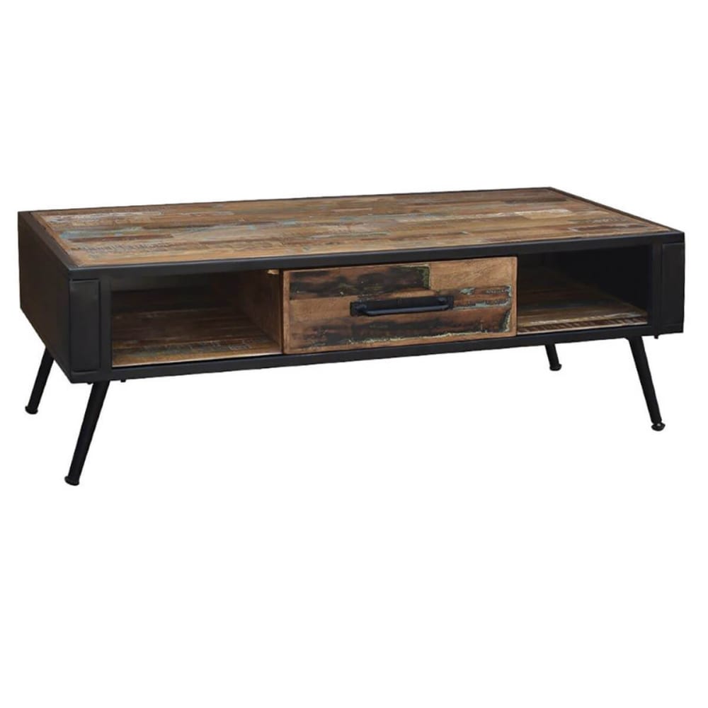 Table basse 1 tiroir manguier massif recyclé