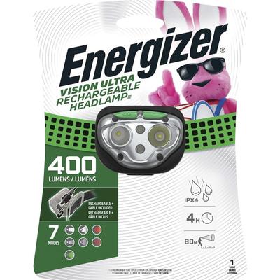 Energizer Headlamp, LED, Rechargeable, 400 Lumens, 80m, Black (EVEENHDFRLP) Each Energizer® Head Light