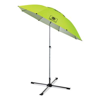 ergodyne Shax 6199 Lightweight Work Umbrella Stand Kit, 7.5 ft dia x 92" Tall, Polyester/Steel, Lime, Ships in 1-3 Business Days (EGO12969) Each ergod
