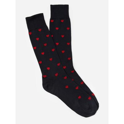J.McLaughlin Men's Socks in Heart Navy/Red | Cotton/Nylon/Spandex