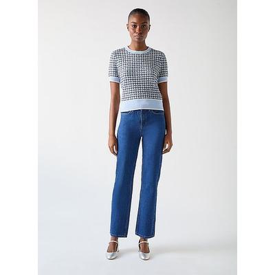 Honey Cotton Blend Blue Mix Knitted Top, Blue