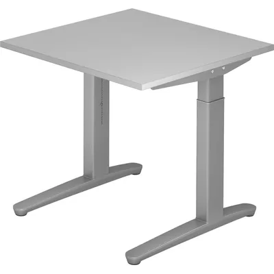 Hammerbacher Schreibtisch C-Fuß 80x80cm Grau/Silber Image