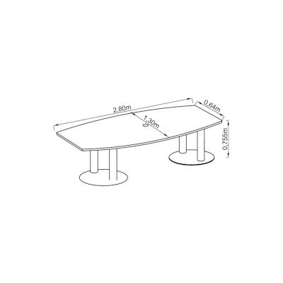 Hammerbacher Konferenztisch mit Säulenfüßen 280x130/78cm Ahorn