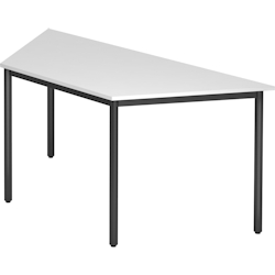Hammerbacher Trapeztisch Rundfuß 160x69cm Weiß/Schwarz Image