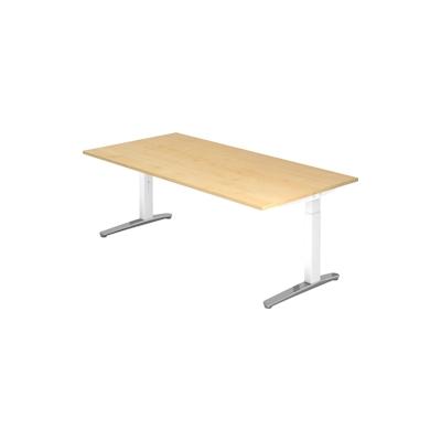 Hammerbacher Schreibtisch C-Fuß 200x100cm Ahorn/Weiß-Alu poliert Image