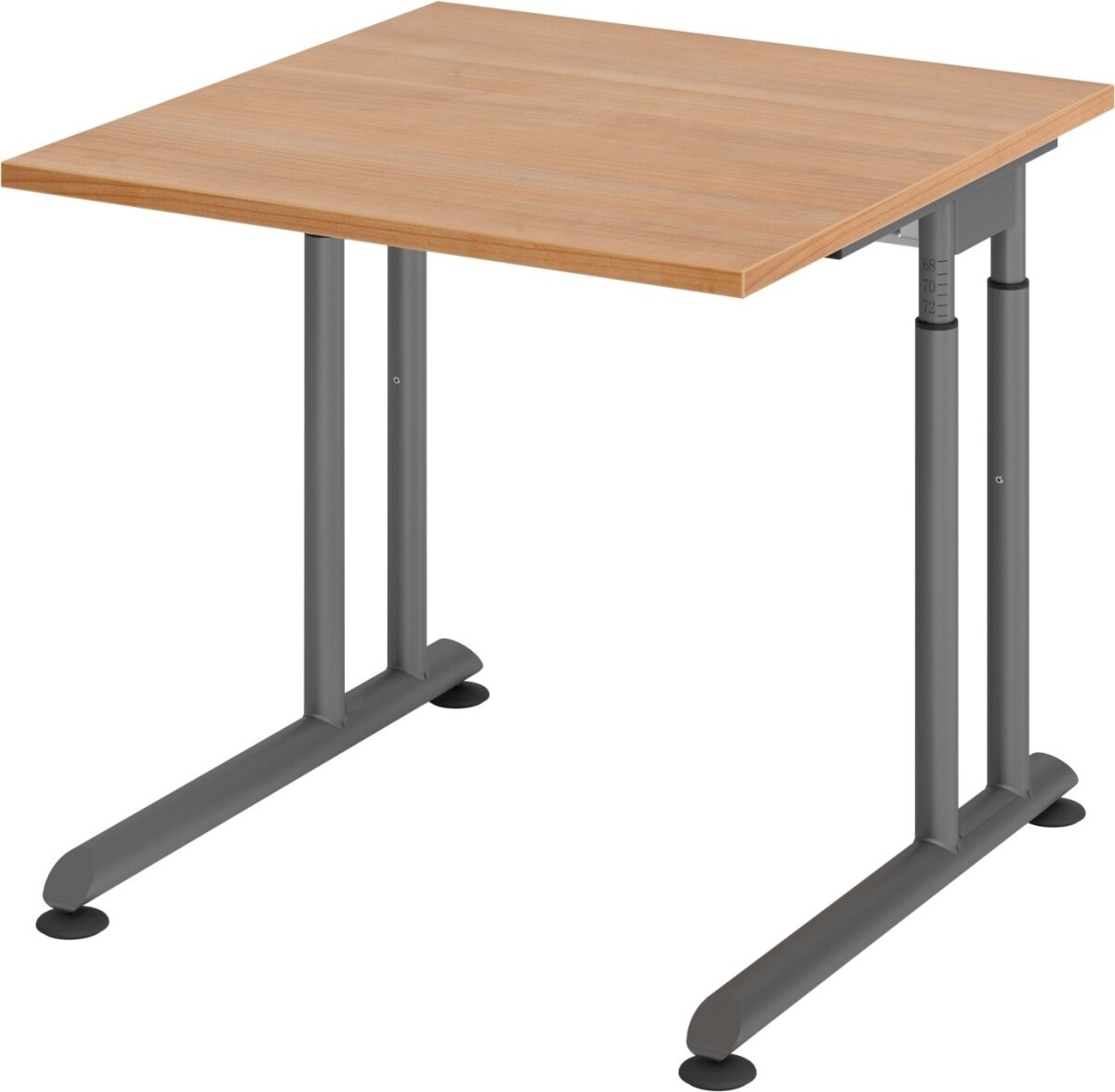 Hammerbacher Schreibtisch C-Fuß 80x80cm Nussbaum/Graphit