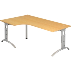 Hammerbacher Schreibtisch 200x120cm höhenverstellbar bis 85cm 90 Grad Buche Image