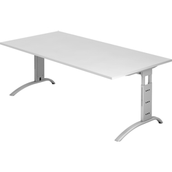 Hammerbacher Schreibtisch 200x100cm höhenverstellbar bis 85cm Weiß Image