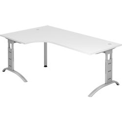 Hammerbacher Schreibtisch 200x120cm höhenvestellbar bis 85cm 90 Grad Weiß Image