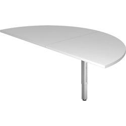 Hammerbacher Anbautisch 160x80cm 2xViertelkreis/Fuß eckig Grau/Silber Image