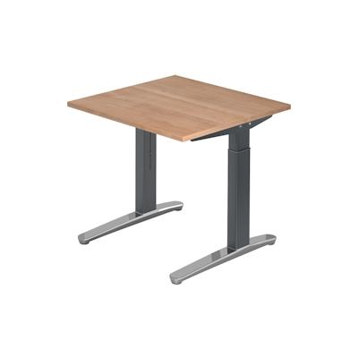 Hammerbacher Schreibtisch C-Fuß 80x80cm Nussbaum/Graphit-Alu poliert Image