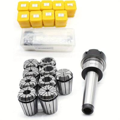 TEMU 9pcs Er32 Mt3 Collet Set For Cnc Engraving Machines - High-quality Spring Steel, M12 Shaft, With Portable Protective Case - Ideal Milling & Lathe Work Image