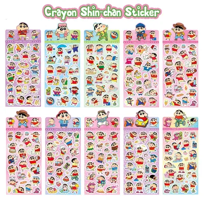 20 Blatt Mix Crayon Shin-chan Anime-Aufkleber, 10 Blatt, niedliche Hand, Acount, Koffer, Handyhülle, Laptop-Aufkleber, Kinderspielzeug, Geschenke Image